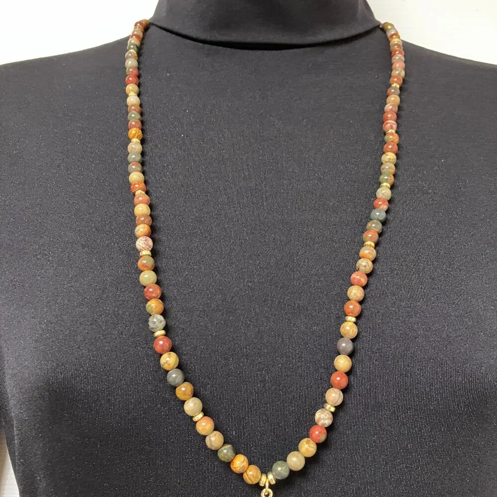 AGATE 6mm Beaded Necklace Bracelet CZ Dangle Pendant Stretch Handmade Brand NEW
